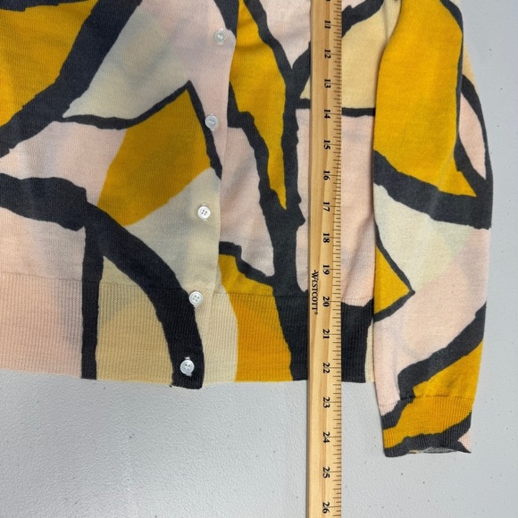 J.Crew Abstract Print Merino Wool Multicolor Cardigan Sweater Size Medium - Picture 10 of 13